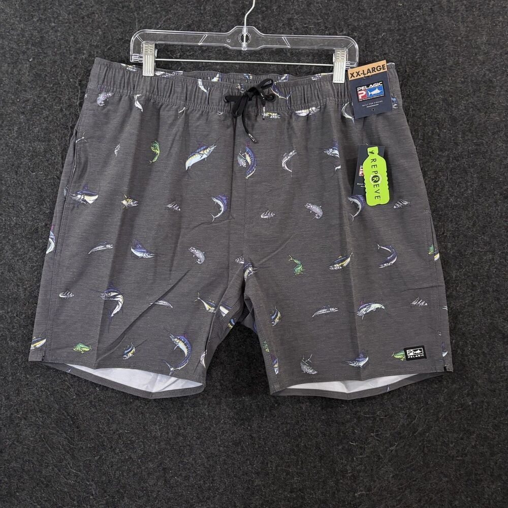 Pelagic Dockside Gamefish Swim Trunks Shorts Men's XXL Black Repreve Fishing